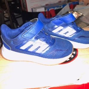 Adidas toddlers shoes size 2 and 1/2 blue and white